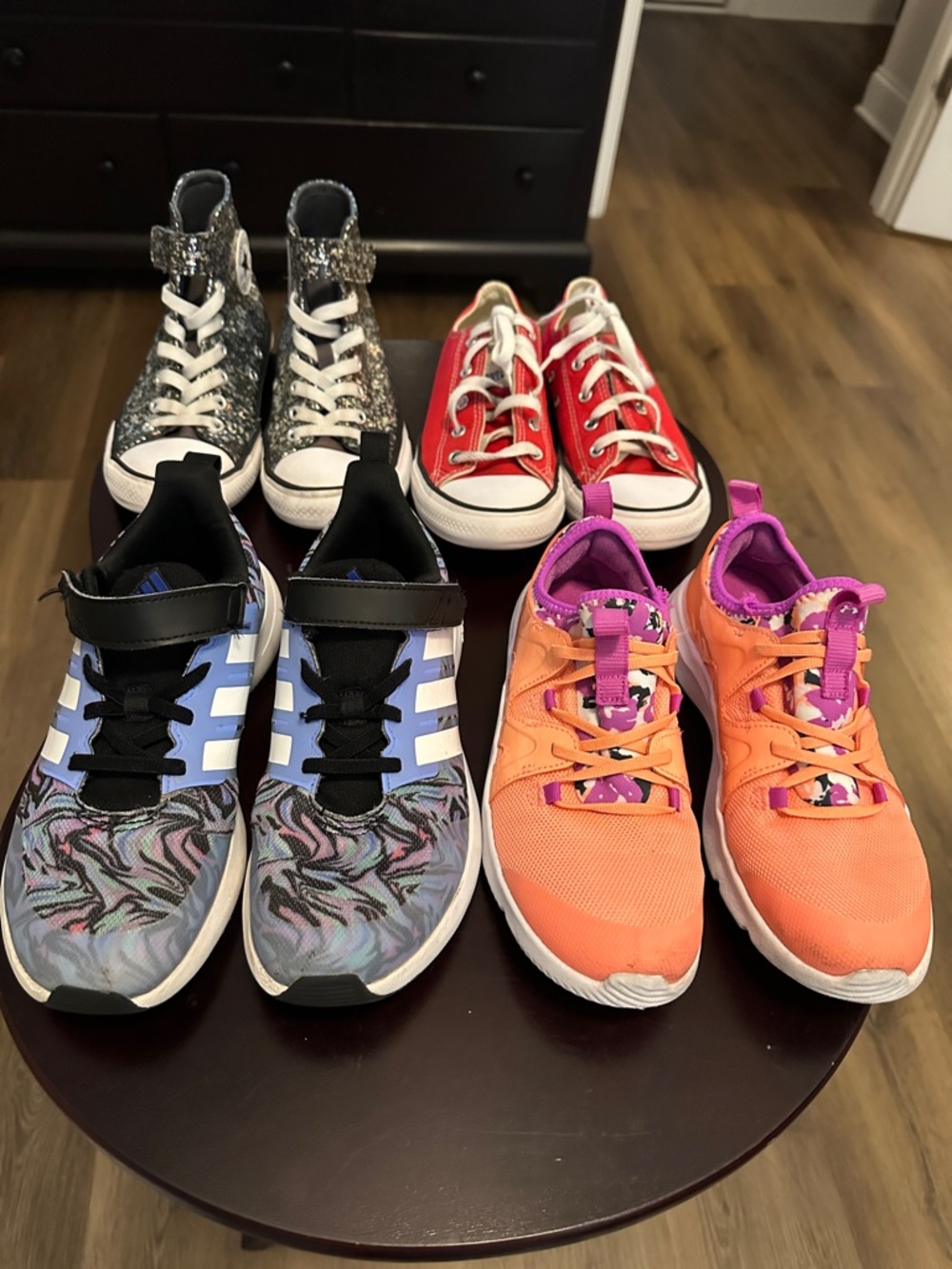 Converse Adidas Under Armour Kids Low Top Sneakers. Bundle of 4 pairs.